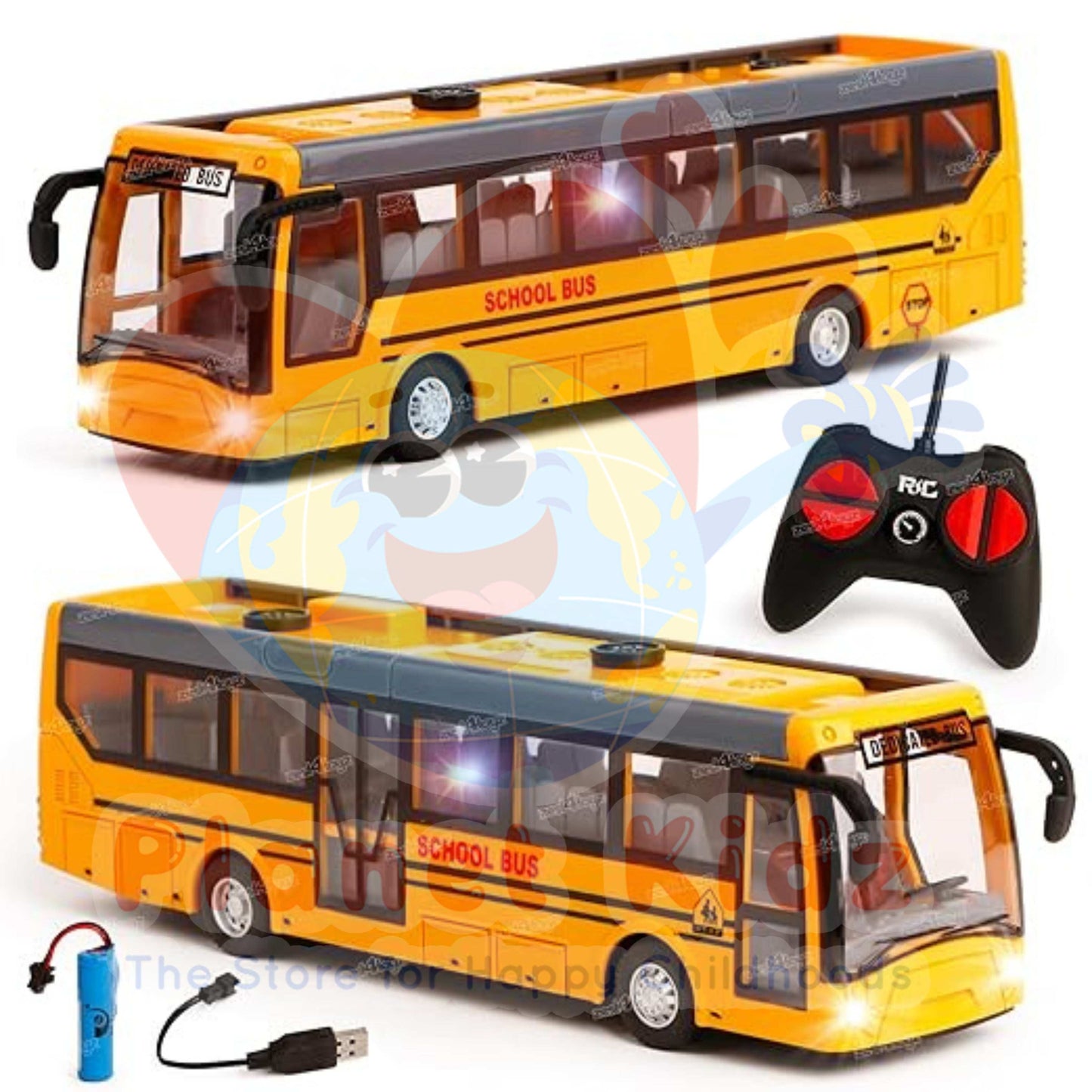 Remote Control School Bus Toy โ With Lights, Sounds & USB Rechargeable Battery