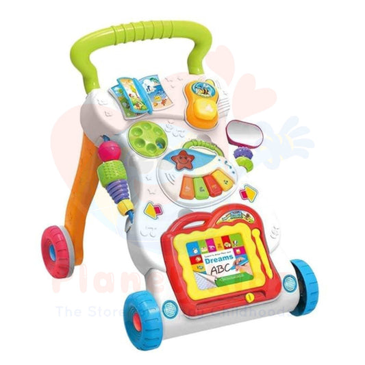 Planet Kidz Sit-to-Stand Baby Walker with Music, Drawing Board & Activity Panel