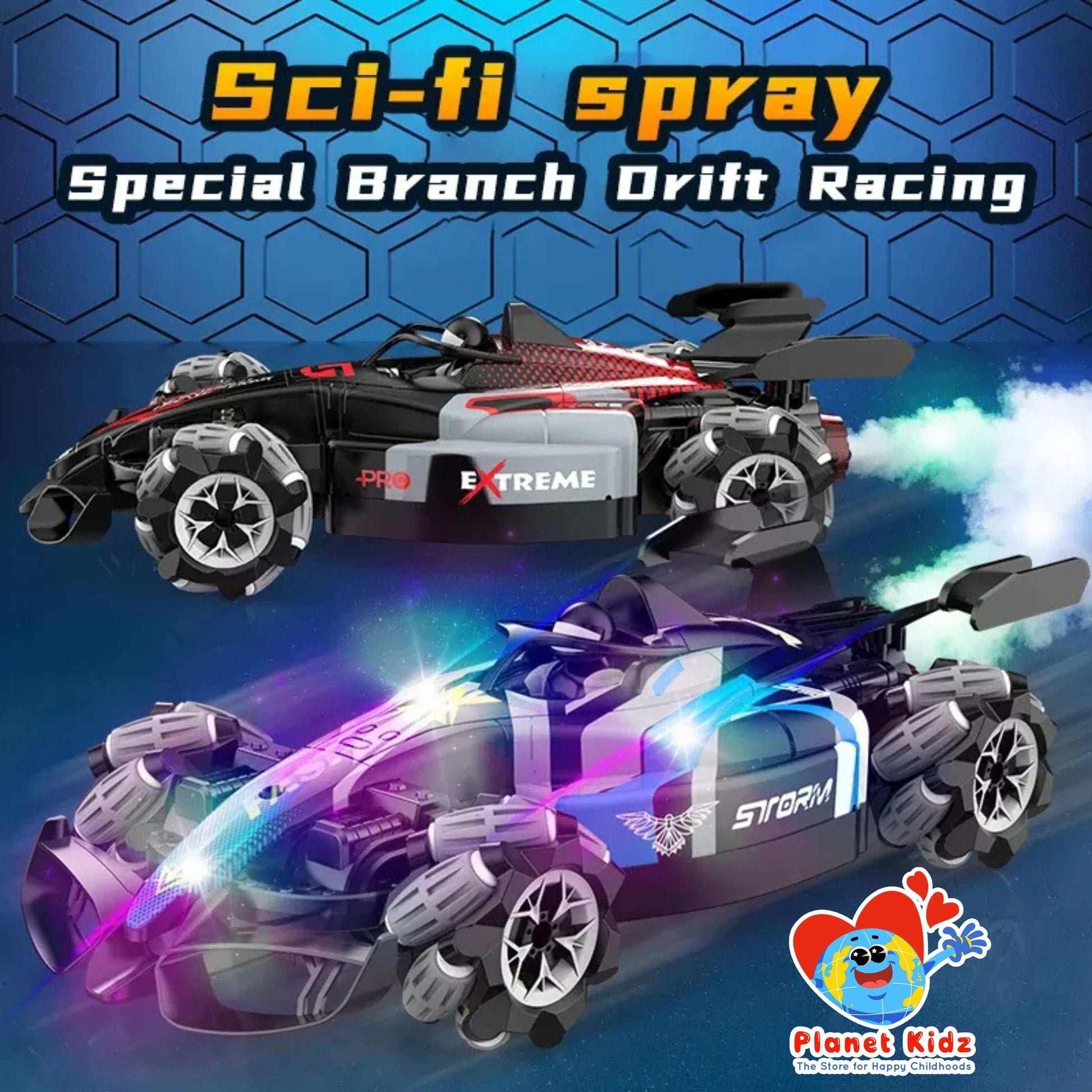 F1 Racing Stunt Car with 360° Motion, LED Lights, Smoke & Dual Control – 1:14 Scale