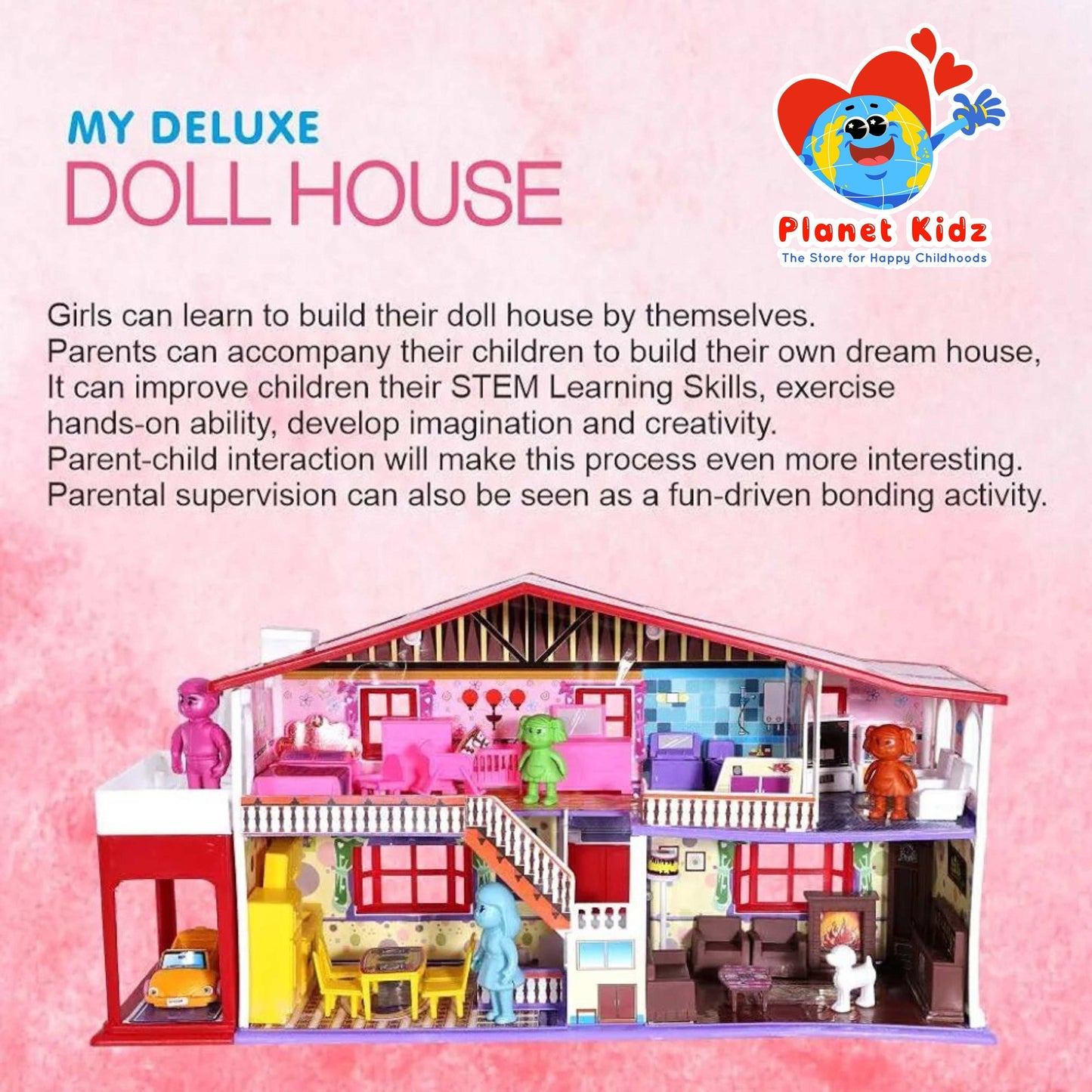 My Deluxe Dollhouse Play Set β 50 Pcs | Pretend Play Set with Furniture | Multicolor