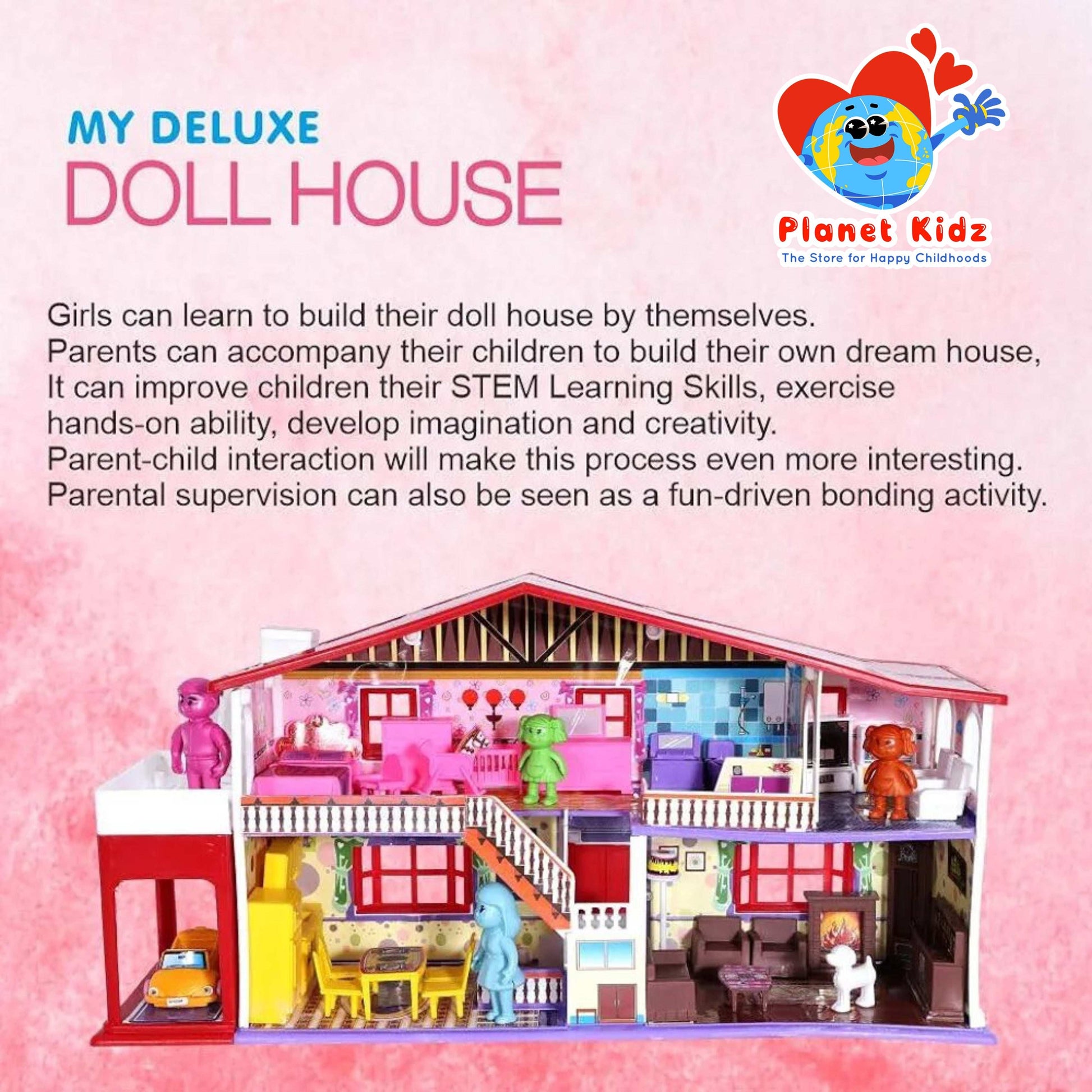My Deluxe Dollhouse Play Set β 50 Pcs | Pretend Play Set with Furniture | Multicolor