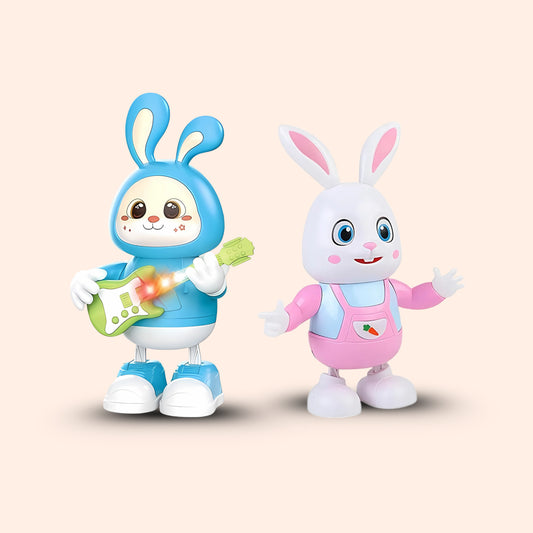 Rock & Hop Bunny Duo Combo Pack: Dancing Rabbit + Guitar Playing Rabbit