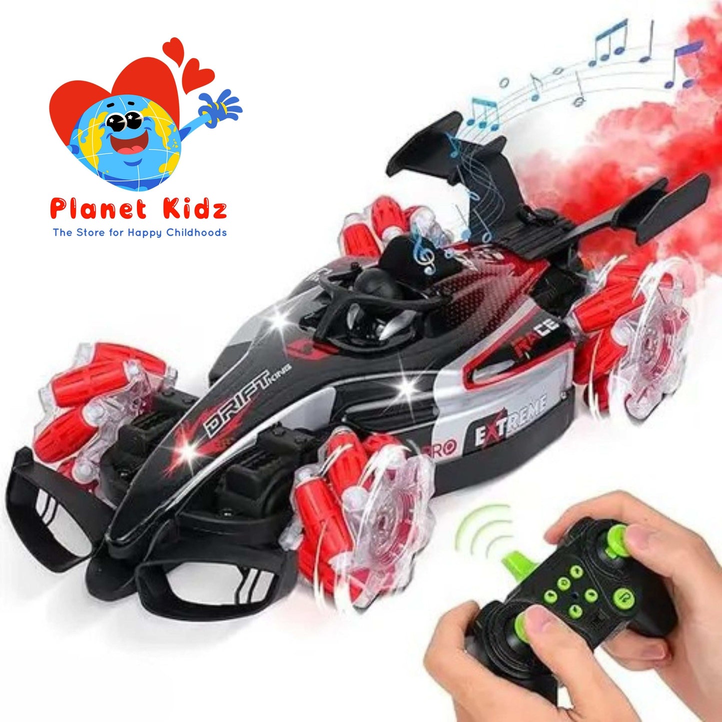 F1 Racing Stunt Car with 360° Motion, LED Lights, Smoke & Dual Control – 1:14 Scale