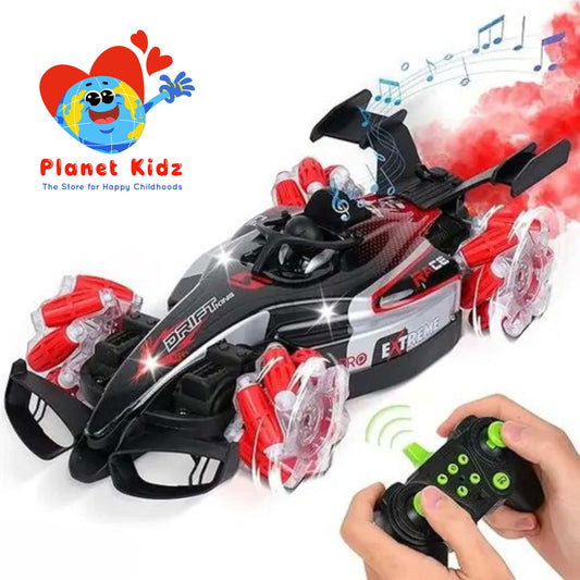 F1 Racing Stunt Car with 360° Motion, LED Lights, Smoke & Dual Control – 1:14 Scale