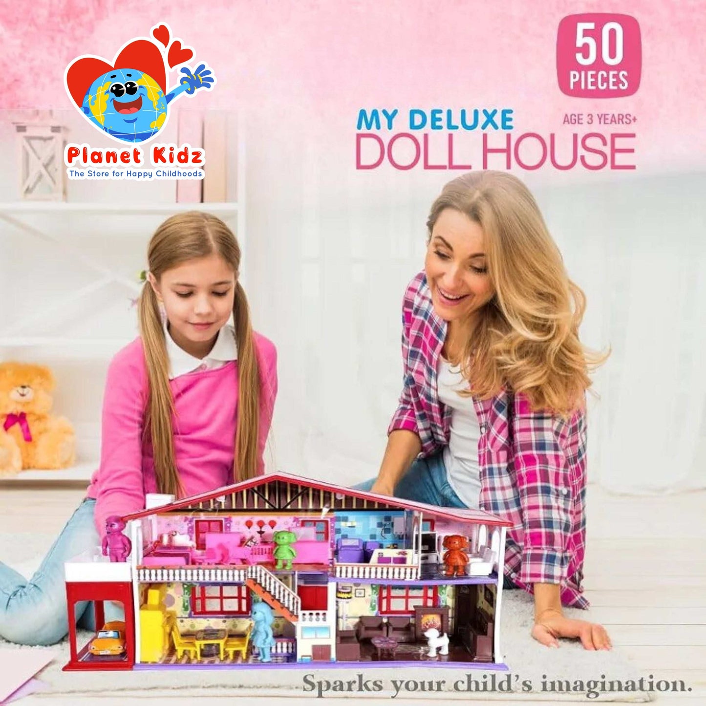 My Deluxe Dollhouse Play Set β 50 Pcs | Pretend Play Set with Furniture | Multicolor