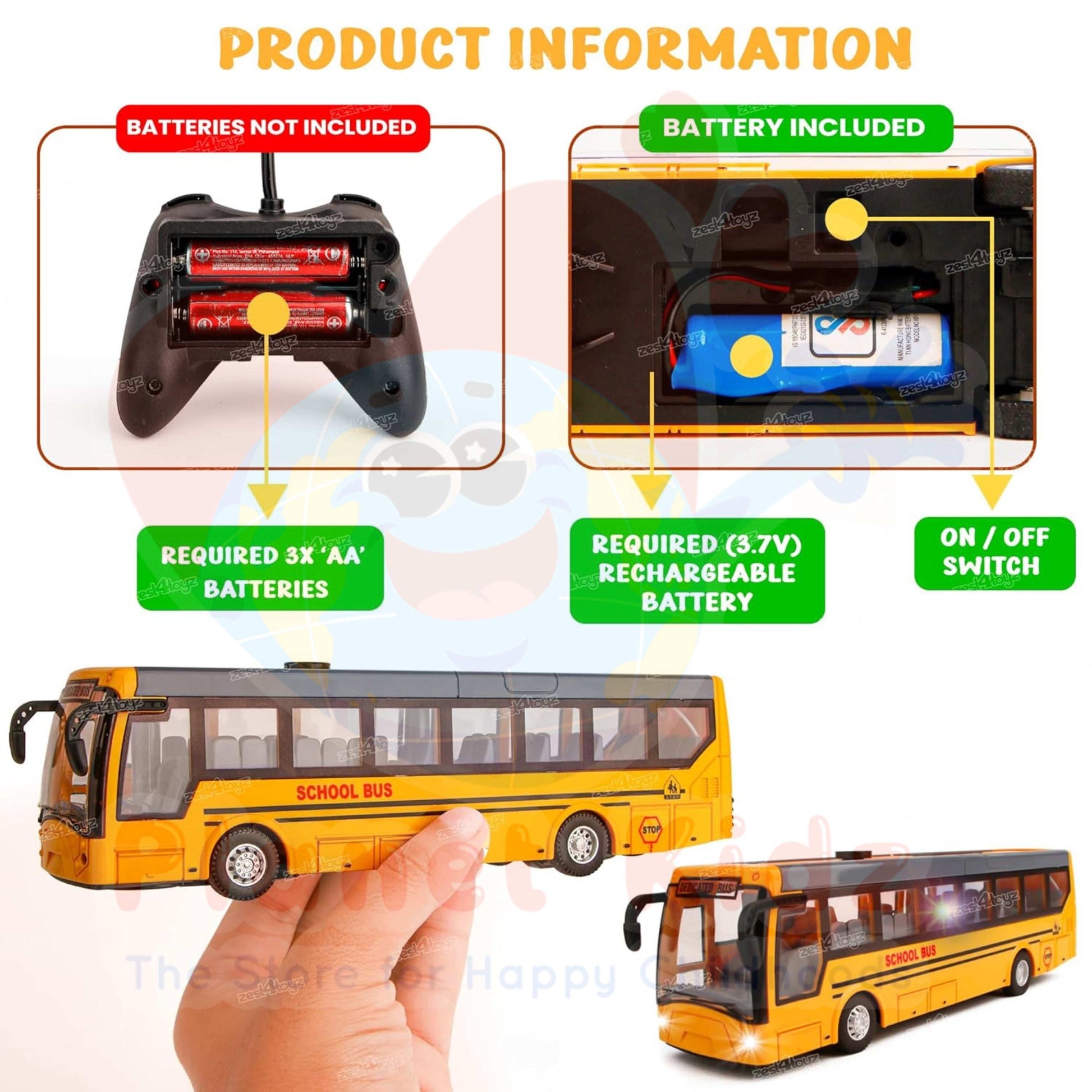 Remote Control School Bus Toy โ With Lights, Sounds & USB Rechargeable Battery