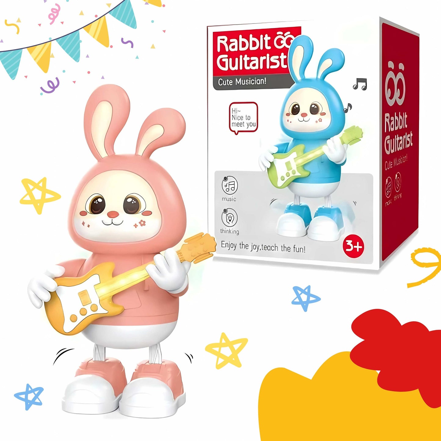 Dancing Rabbit Guitarist Toy for Kids | Musical, Light-Up, Dancing Bunny Toy | Age 3+