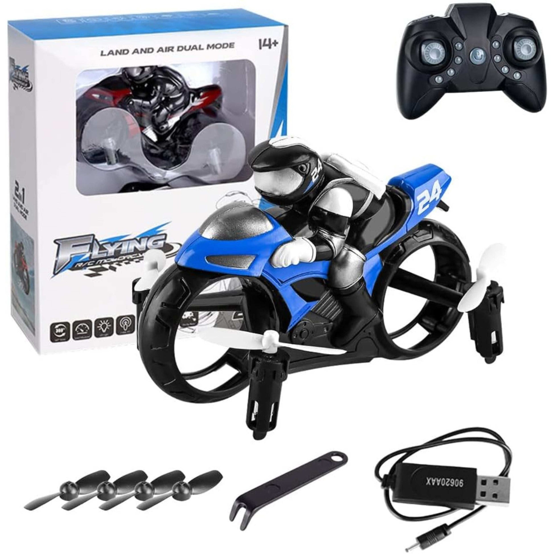 Flying Bike Motorcycle Remote Control Drone – 2-in-1 Land and Air Mode
