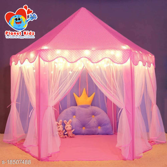 Prince Princess Castle Theme Play Tent with Mosquito Net & Magical Lights ✨🏰| For Kids 1-10 Years