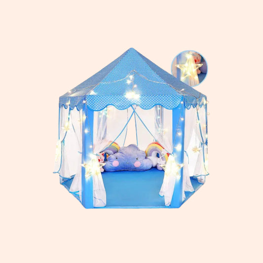 Prince Princess Castle Theme Play Tent with Mosquito Net & Magical Lights ✨🏰| For Kids 1-10 Years